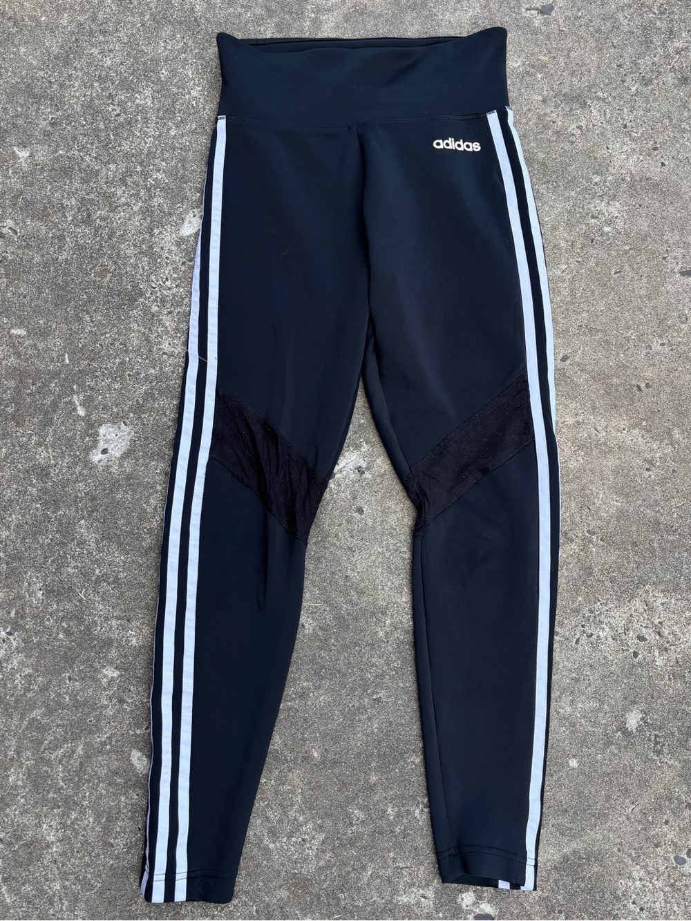 adidas Black Leggings with White Triple Side Stripes